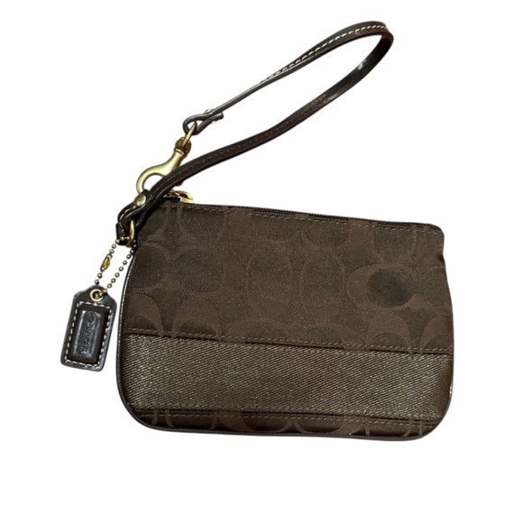 Coach Signature Brown Wristlet – Leather Strap - Picture 2 of 2